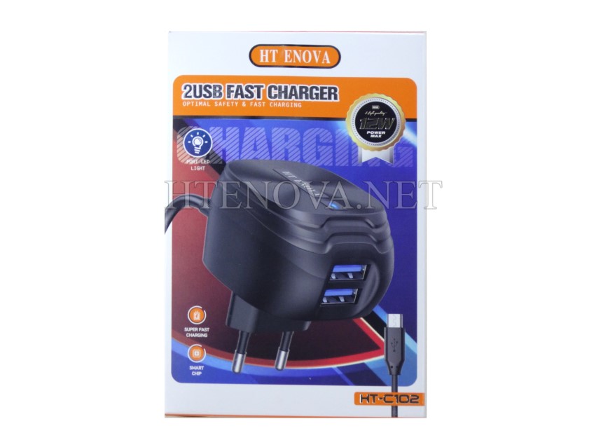 [C1C3M1HT-2] Micro Charger with 2 Extra USB Ports HT ENOVA HT-C102