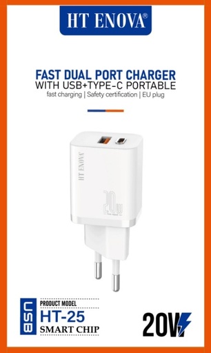 [C1A2T.S2HT25] USB + Type-C Adaptor 20 Watt HT ENOVA HT25